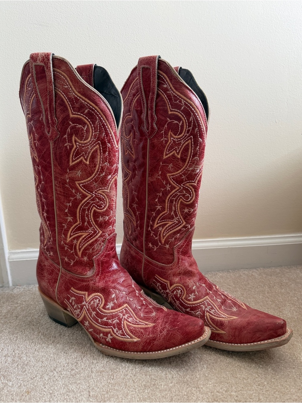 Red Embroidered Cowboy Boots - Zinnia Women’s Western Boot by J.B. Dillon